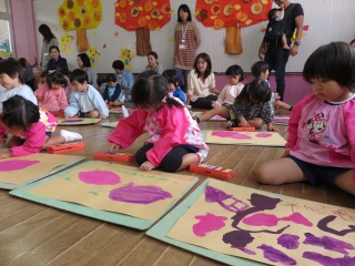サツマイモの絵をかいたよ 年少児 参観日 和歌山市立西脇幼稚園