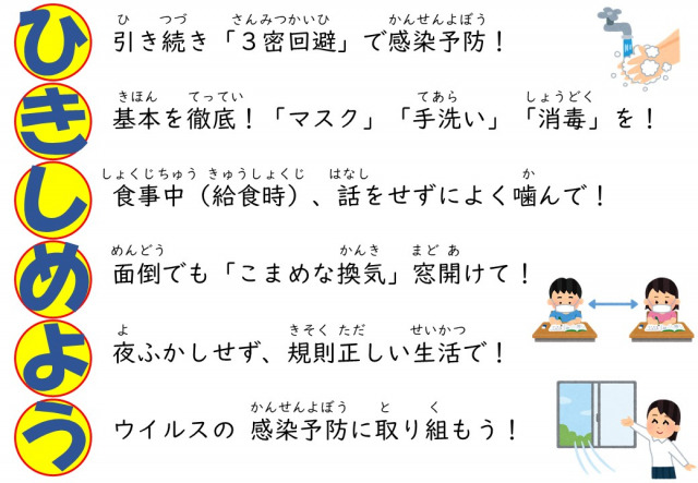 新型コロナウイルス感染症の感染防止 和歌山市立 三田小学校